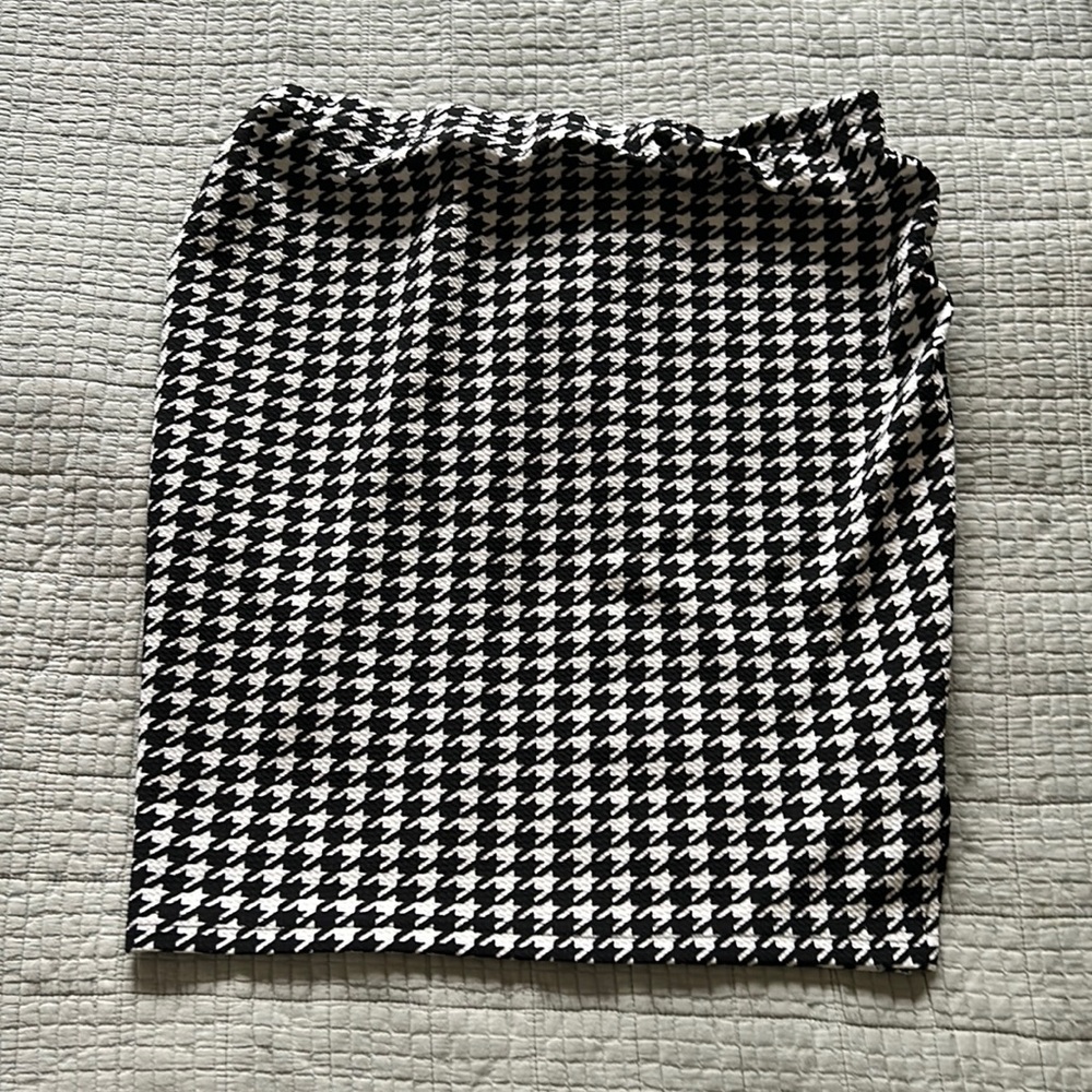 Black and White Houndstooth Maternity Skirt (SHEIN)